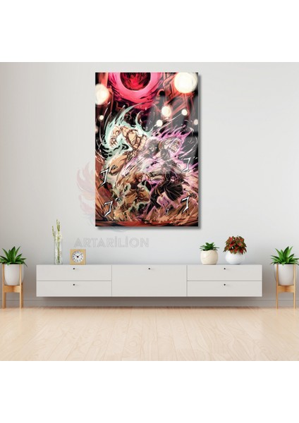 Cam Anime Tablosu Jojo Jotaro ve Dio Temalı Dijital Baskı Cam Tablo Oyuncu Odası Tablosu