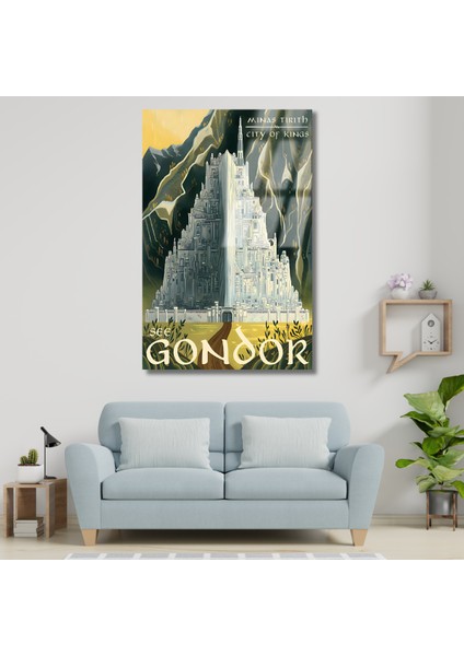 Yüzüklerin Efendisi Cam Gondor Dijital Baskı Kırılmaz Cam Tablo Lotr Cam Tablo