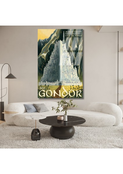 Yüzüklerin Efendisi Cam Gondor Dijital Baskı Kırılmaz Cam Tablo Lotr Cam Tablo