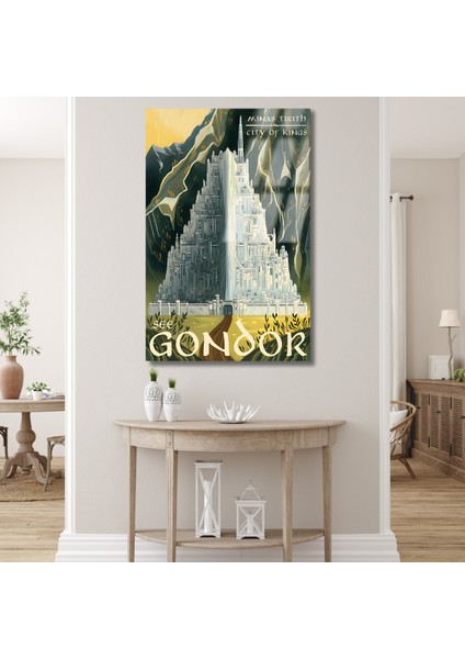 Yüzüklerin Efendisi Cam Gondor Dijital Baskı Kırılmaz Cam Tablo Lotr Cam Tablo