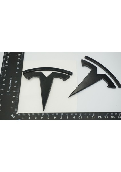 Tesla Logo Model 3 x Y 3m Parlak Siyah Rozet Amblem Seti