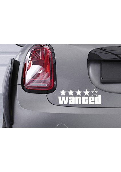 Wanted Motorsiklet, Laptop, Cam, Kask, Araba Sticker 18X7 cm. Beyaz