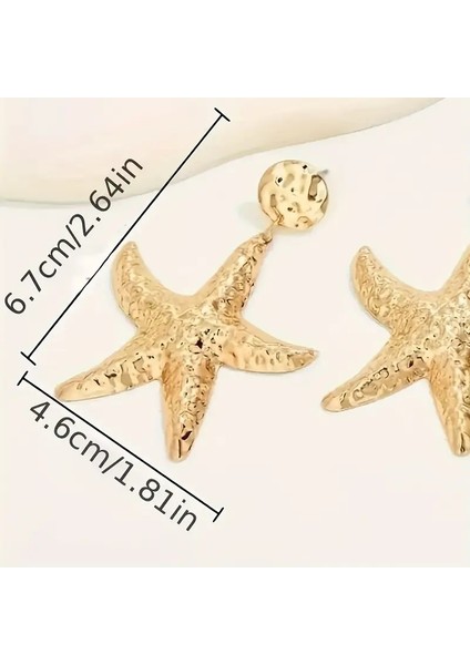 Büyük Deniz Yıldızı Tasarımlı Sallantı Küpe Altın Kaplama fiyatları