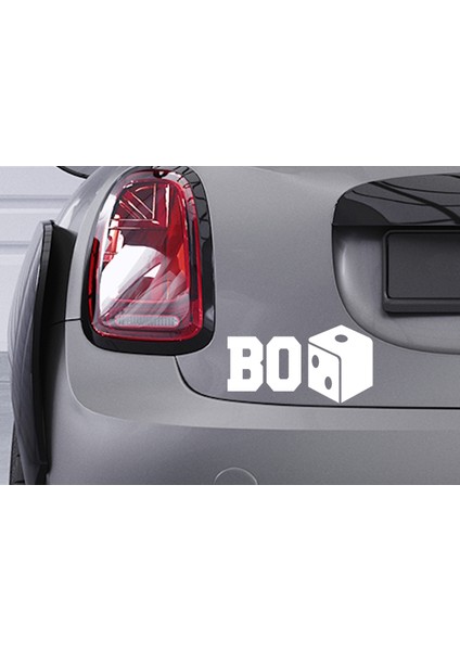 Bozar Araba - Motosiklet Cam Etiket Sticker 14X6CM. Beyaz