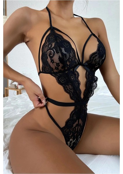 Şık Siyah Dantelli Babydoll Gecelik BRF1297 modelleri