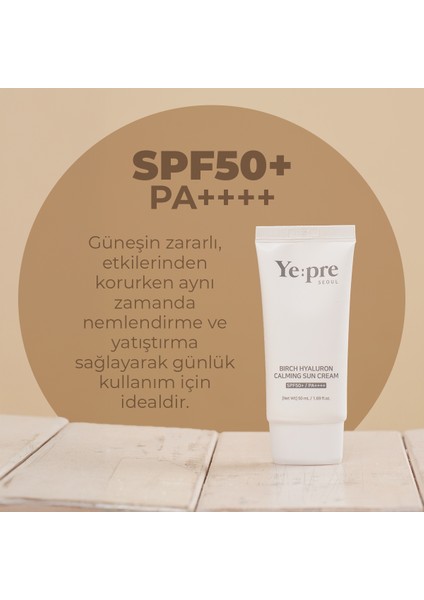 Birch Hyaluron Calming Sun Cream SPF50 Güneş Kremi Nemlendirici Huş Ağacı Hyaluronic Acid Kore 50ml modelleri