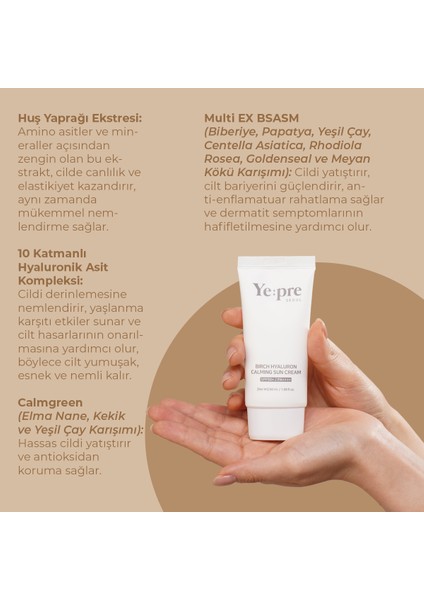 Birch Hyaluron Calming Sun Cream SPF50 Güneş Kremi Nemlendirici Huş Ağacı Hyaluronic Acid Kore 50ml indirimleri