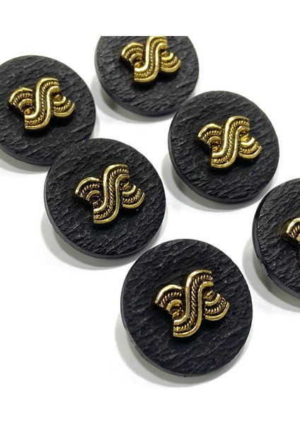 Trençkot Ceket Düğmesi / Kabartma Gold Detaylı / Siyah 2,2 cm / KOD:2620