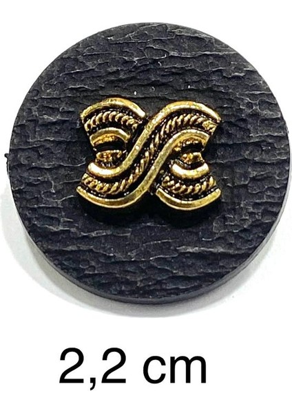 Trençkot Ceket Düğmesi / Kabartma Gold Detaylı / Siyah 2,2 cm / KOD:2620