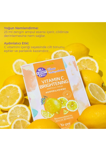 C Vitamini İçeren Aydınlatıcı Kore Yüz Maskesi 23 ml