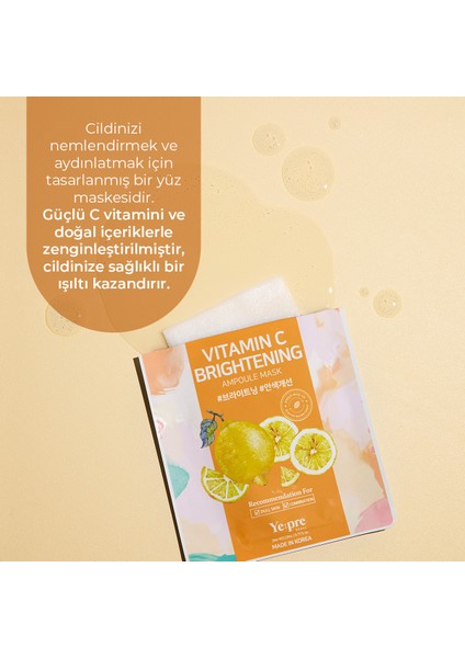 C Vitamini İçeren Aydınlatıcı Kore Yüz Maskesi 23 ml