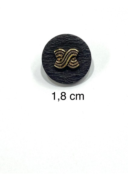 Yelek Hırka Düğmesi / Kabartma Gold Detaylı / Siyah 1,8 cm / KOD:2620