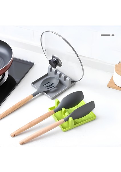 Birdoludükkan Pratik Kapak Tutucu ve Kepçe Altlığı Dayanıklı Plastik Yeşil Renkli Mutfak Aksesuarı
