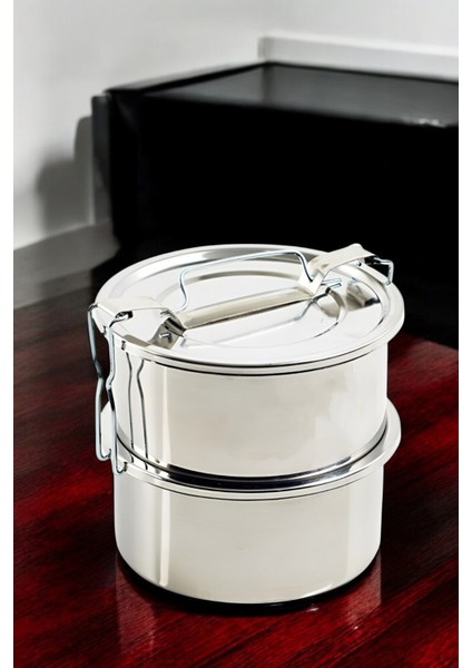 Sefer Tası Yemek Kabı Paslanmaz Çelik 2 Katlı 14 cm 1.3 Litre 721365