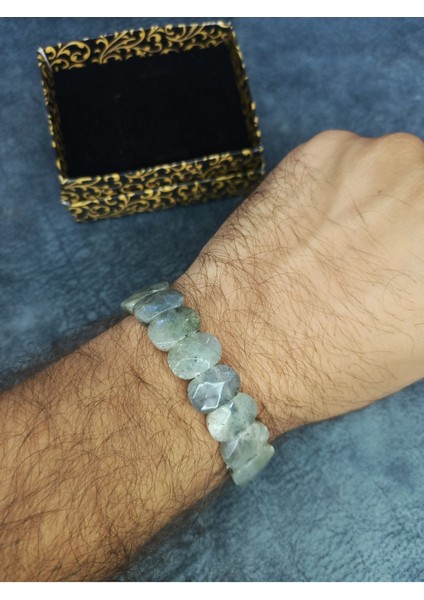 Mos Tesbih Labradorit Doğal Taş Rolex Bileklik
