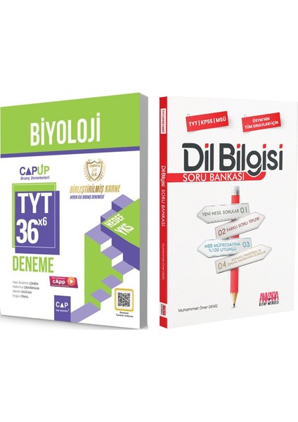 Tyt Biyoloji Deneme ve Dil Bilgisi Soru Bankası Seti 2 Kitap