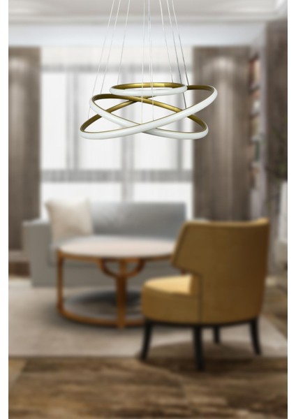 Rings modern tasarım eskitme renk - yatak odası - salon - çocuk odası - mutfak beyaz led 3 lü avize