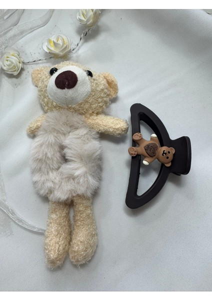 Kız Çocuk Mandallı ve Peluş Ayıcık Figürlü Toka Seti
