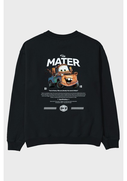 Tow Mater Arka Baskılı Anime Oversize Sweatshirt Erkek Kadın Unisex