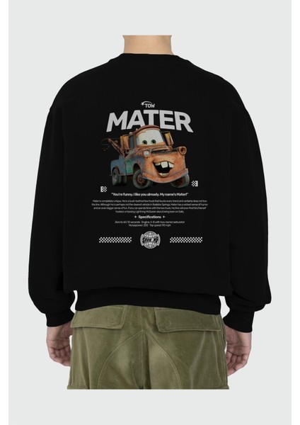 Tow Mater Arka Baskılı Anime Oversize Sweatshirt Erkek Kadın Unisex fiyatları