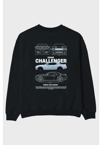 Dodge Challenger Arka Baskılı Anime Oversize Sweatshirt Erkek Kadın Unisex
