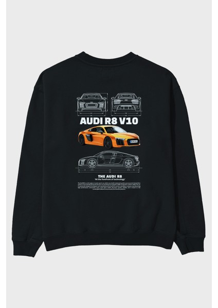 Audi R8 V10 1 Arka Baskılı Anime Oversize Sweatshirt Erkek Kadın Unisex