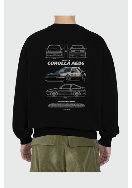 Toyota Corolla AE86 Arka Baskılı Anime Oversize Sweatshirt Erkek Kadın Unisex fiyatları