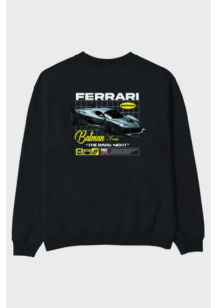 Batman x Ferrarı Arka Baskılı Anime Oversize Sweatshirt Erkek Kadın Unisex