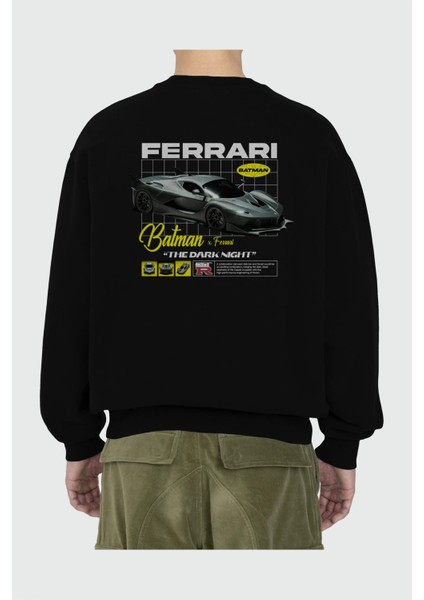 Batman x Ferrarı Arka Baskılı Anime Oversize Sweatshirt Erkek Kadın Unisex fiyatları