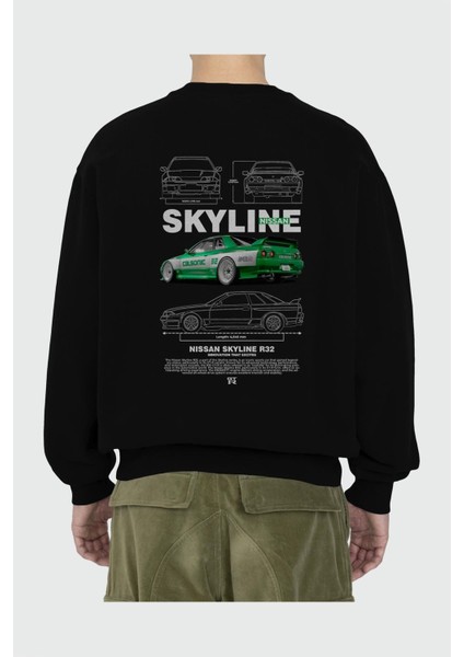 Nıssan Skylıne R32 Arka Baskılı Anime Oversize Sweatshirt Erkek Kadın Unisex fiyatları
