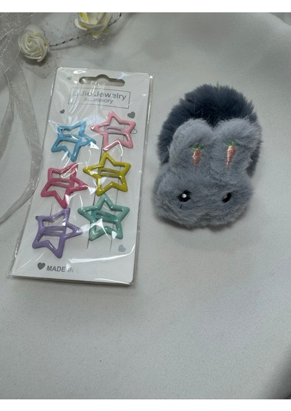Kız Çocuk Peluş ve Çıtçıtlı Toka Seti