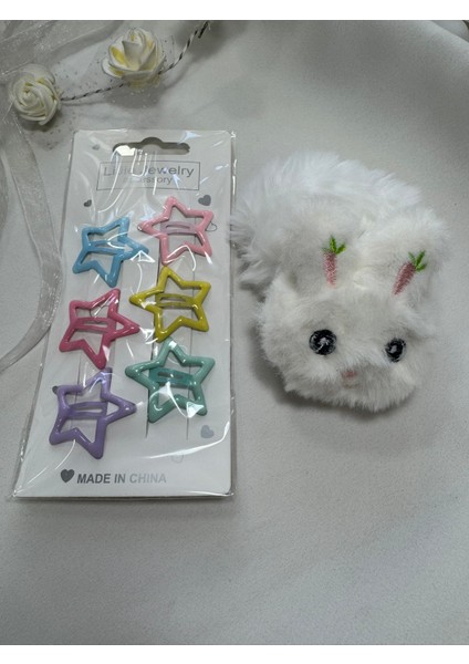 Kız Çocuk Peluş ve Çıtçıtlı Toka Seti