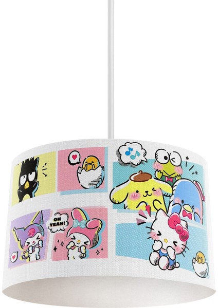 Beyaz ve renkli sanrio desenli bebek ve çocuk odasu sarkıt avize