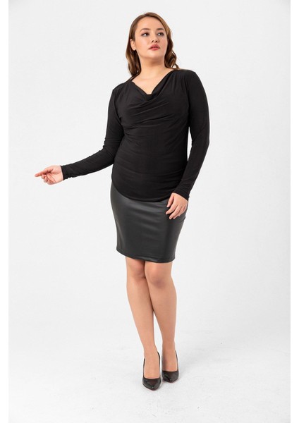 Büyük Beden Degaje Yaka Bluz modelleri