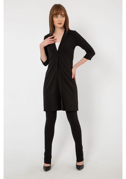 Truvakar Kol Ceket Yaka Düğmeli Krep Hırka/ceket