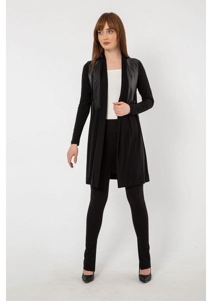 Şal Yaka Deri Garni Detaylı Hırka fırsatları