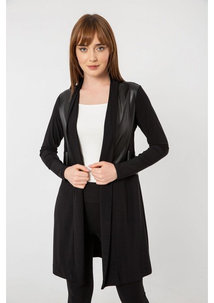Şal Yaka Deri Garni Detaylı Hırka indirimleri