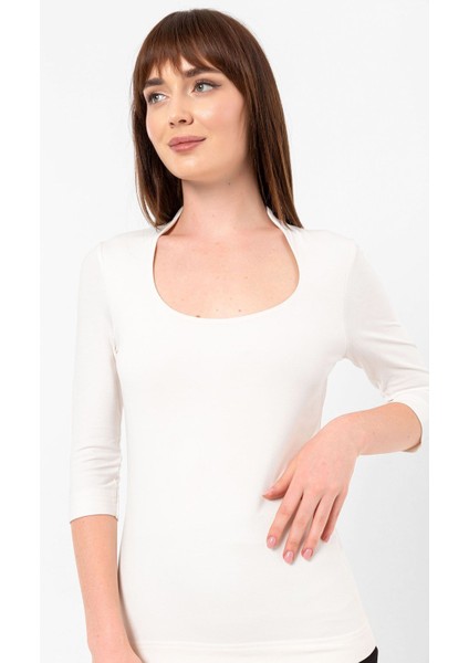 U Yaka Slim Fit Bluz modelleri