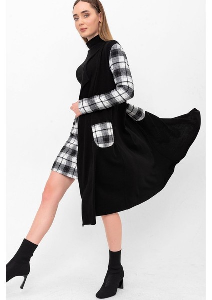 Oduncu Kol ve Cep Detaylı Triko Hırka