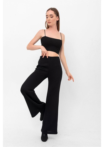 Yarım Ispanyol Paça Lastikli Kaşkorse Pantolon