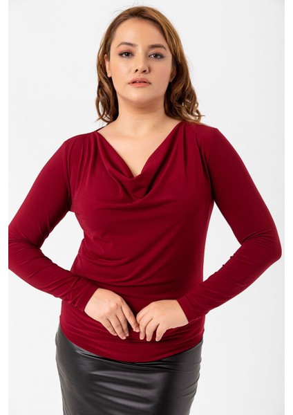 Büyük Beden Degaje Yaka Bluz
