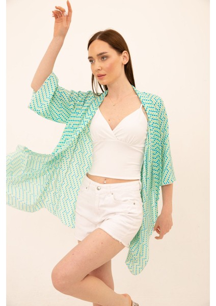Puantiye Desenli Kimono Hırka