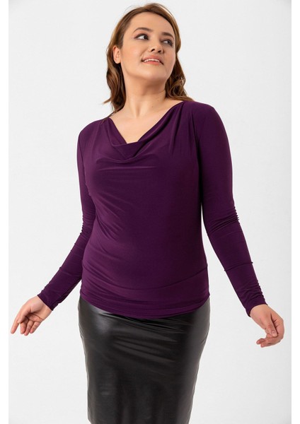 Büyük Beden Degaje Yaka Bluz