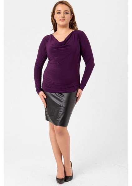 Büyük Beden Degaje Yaka Bluz modelleri