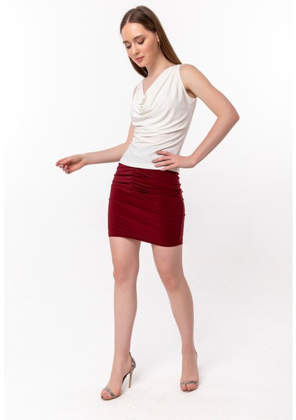 Önde Büzgü Detay Mini Etek modelleri