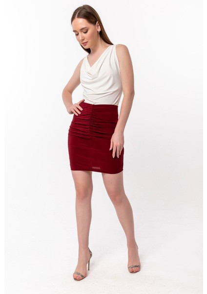 Önde Büzgü Detay Mini Etek fırsatları