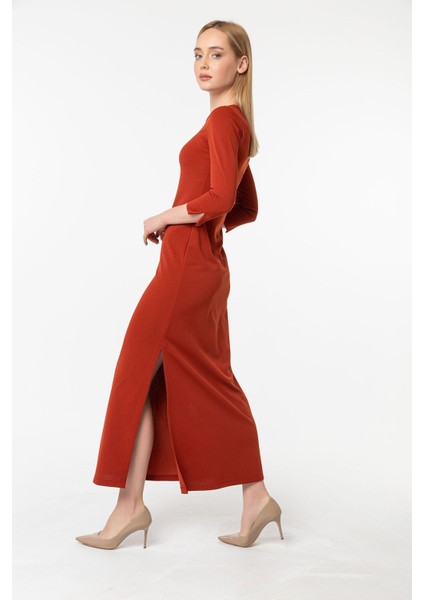 Bisiklet Yaka Truvakar Kol Yırtmaç Detay Elbise indirimleri