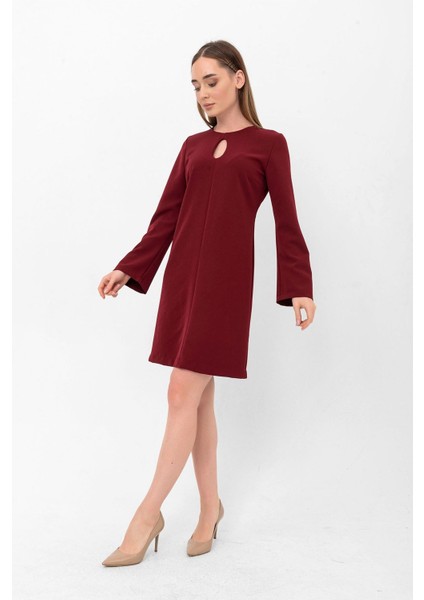 Damla Yaka Yarım Ispanyol Kol Krep Elbise modelleri