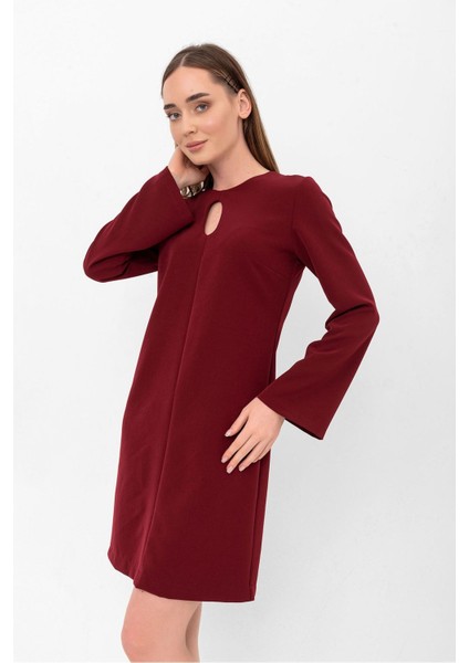 Damla Yaka Yarım Ispanyol Kol Krep Elbise fırsatları