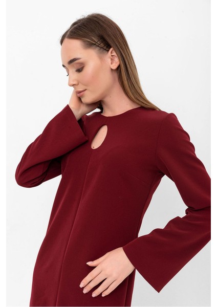 Damla Yaka Yarım Ispanyol Kol Krep Elbise indirimleri